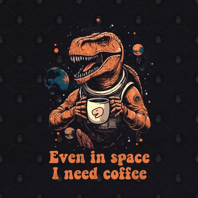 T-Rex in space with coffee by Raywolf